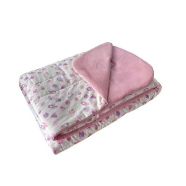 Imagem de Colcha Cobreleito Infantil Estampada Casal 100% Algodão Foguete Rosa B