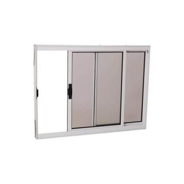 Imagem de Janela de Correr em Aço 100 x 150 x 12 cm 2 Folhas Branco Prática MMac