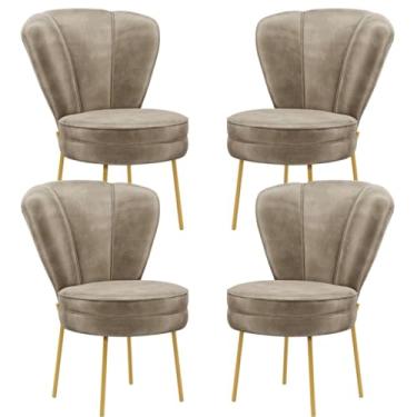 Imagem de Kit 4 Cadeiras Decor Para Camarim Tecido Veludo Ergonômica Resistente Pés de Ferro MOBLAN decor (Cappuccino)