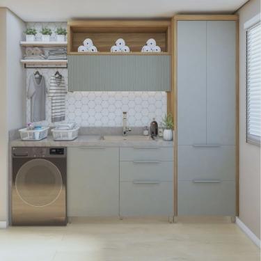Imagem de Lavanderia Modulada com Armário Aéreo,1 Balcão e 1 Armário Multiuso 100% Mdf Marquesa