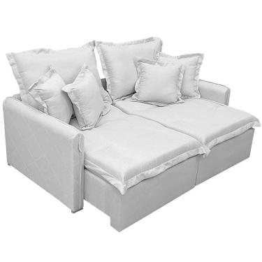 Imagem de Sofá Cama Lima 200cm em Linho 3 Lugares Retrátil e Reclinável União Cor Gelo
