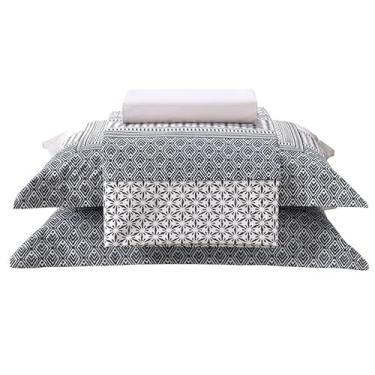 Imagem de Jogo de Cama Casal Percal 200 Fios Penteado Algodão Vanguarda Estampa Digital Azul Dohler