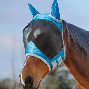 Imagem de Harrison Howard CareMaster Pro Luminous Horse Fly Mask Large Eye Space Standard com Orelhas Proteção UV para Cavalo Azul Céu S Pônei