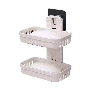 Imagem de Saboneteira Dupla Para Parede/Banheiro Dupla Camada Adesiva Sem Furo (BRANCO,1)