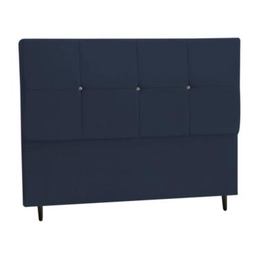 Imagem de Cabeceira Estofada Box Casal Queen Size Encosto Para Cama Paris 164x126 CM Azul Marinho 
