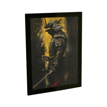 Imagem de Quadro Decorativo Samurai Ilustração Dark Amarelo Decoração Poster Quarto Sala