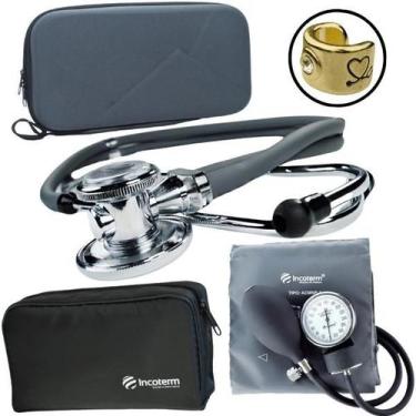 Imagem de Kit Aparelho Pressao Esteto Rappaport Duplo Incoterm, Cinza