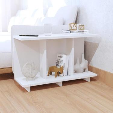 Imagem de Mesa de Canto Lateral Apoio Sofá Minimalista Branco - Bihouse Móveis