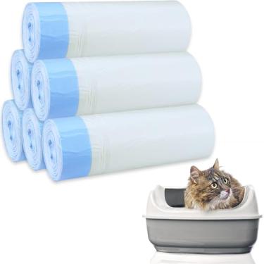 Imagem de Forros de caixa de areia para gatos com 120 unidades, sacos de lixo, forros de gaveta de resíduos resistentes, extragrossos, para caixa de areia automática para gatos e robô de areia 4/3, pacote