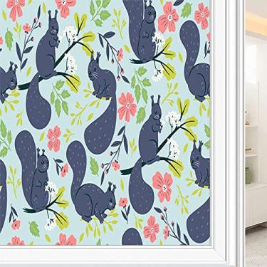 Imagem de Película de janela de privacidade de flores, textura de estilo floral, filme de vidro para sala de estar e escritório em casa, L90 x C 190 cm