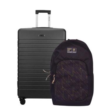 Imagem de Kit Mala de Viagem Pequena 10Kg Athenas Preta Mundi + Mochila Executiv