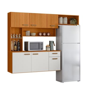 Imagem de Cozinha Completa 1.8 Manu 5P Susp. Freijo c/ Off White Ripado 3D Poliman