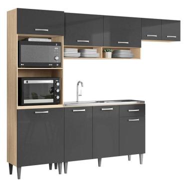 Imagem de Kit Cozinha Atenas Com Balcão De Pia Avena Grafite - Aramóveis