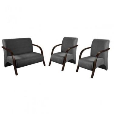 Imagem de Conjunto Poltronas Venus Braços em Madeira 1 Namoradeira 2 de um Lugar Suede 