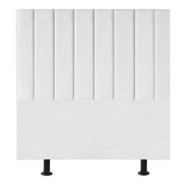 Imagem de Cabeceira De Cama Solteiro Box 90 Cm Karla Carla Suede Branco
