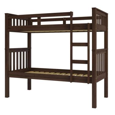 Imagem de Beliche Solteiro Castanho Escuro 100% Madeira Pinus C/ Escada Lateral - Saraiva