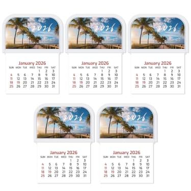 Imagem de Resurhang 5 minicalendários adesivos 2025 2025, calendário de parede pequeno, calendário mensal de 2025 para cartões de visita, caminhão, laptop, geladeira, escritório em casa (beira-mar)
