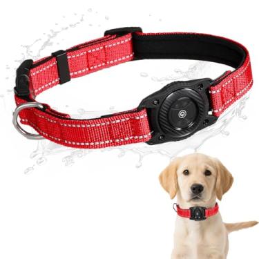 Imagem de SMART CC Coleira para cães Air Tag impermeável, funciona para Apple Find My (não suporte Andriod suporte ajustável para rastreador, ultradurável, coleira GPS para cães pequenos, médios e grandes