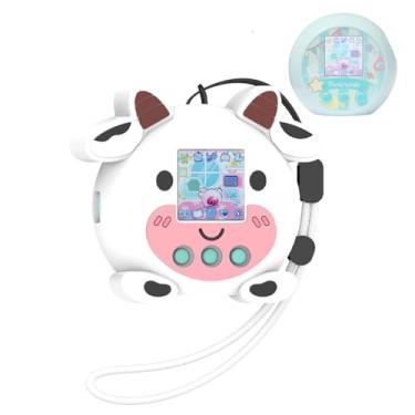 Imagem de Capa protetora de silicone para brinquedo digital interativo Punirunes, capa de pele com desenho fofo de vaca para máquina eletrônica Punirunes para animais de estimação, com cordão fácil de