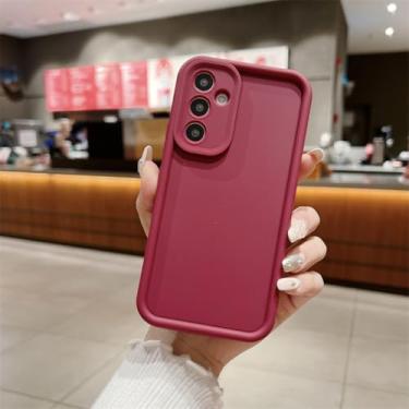 Imagem de Capa de silicone fosca para Samsung Galaxy A54, A34, A24, A14, A04s, A05s, A15, 4G e 5G, à prova de choque (para S20 FE/vinho tinto)