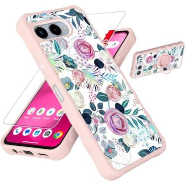 Imagem de jioeuinly Capa para celular T-Mobile Revvl 8 compatível com Revvl 8 [com protetor de tela de vidro temperado][PC rígido + silicone macio][suporte para anel] [luz refletora colorida] IMDF-HUA3