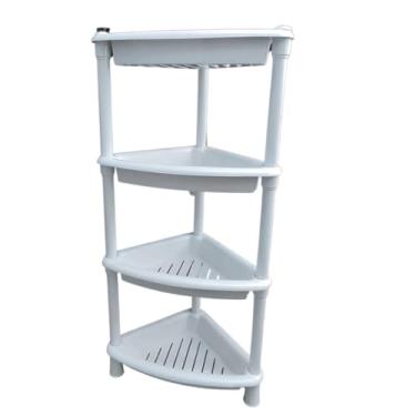 Imagem de Prateleira Cantoneira Canto Shampoo Plástico 4 Andar Branca Desmontável