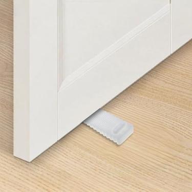 Imagem de Generic 1 batente de porta empilhável cunha de PVC branco 9,5 x 4 x 1,4 cm