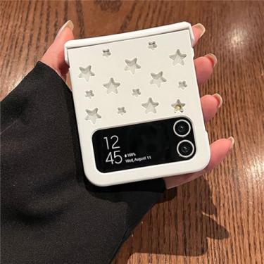 Imagem de Para Samsung Z Flip 5 5G Z Flip3 Flip4 estilo oco estrelas capa de telefone para Galaxy Zflip3 Zflip4 Z Flip 5 4 3 em 1 capa de PC, branca, para Samsung Z Flip 3