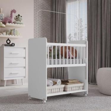 Imagem de Berço Lótus com Grade Fixa MB1 - Doce Sonho Móveis, Branco