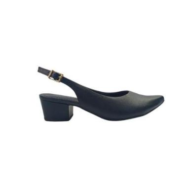 Imagem de Sapato Feminino Usaflex Am33001001 Slingback Couro Preto-Feminino
