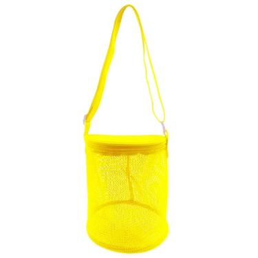 Imagem de Bolsa de malha para brinquedos de praia, piscina, praia, brinquedo – Pacotes leves de viagem com alça de ombro ajustável para, Amarelo, Refer to description