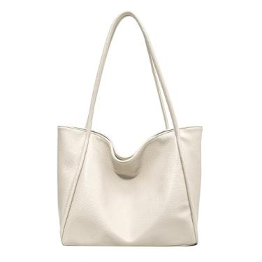 Imagem de LassZone Bolsa feminina de couro sintético macio para trabalho, grande, bolsa de mão com alça superior, bolsa de fim de semana, bolsa de ombro