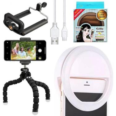 Imagem de Kit Acessório Youtuber Mini Tripé Suporte Celular Iluminação - Leffa S