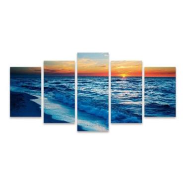 Imagem de Kit Quadros Mosaico Decorativo Anoitecer Praia Natureza - Decor Nation