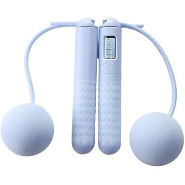 Imagem de Digital Corda de Pular Inteligente Fitness Cor Azul com Contador de Calorias Tempo e Saltos - Austavel e sem Fio