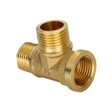 Imagem de Fenteer Conexão em T de latão, conector de tubo com rosca, de 3 vias para encanamento, Estilo B