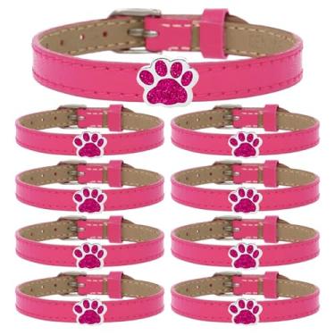 Imagem de Dreuyet 9 pulseiras de couro com estampa de pata para mulheres e homens, pulseira fofa com glitter, espiritual, semana, pulseira ajustável de poliuretano para dia de jogo, aniversário, Natal, joia