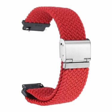 Imagem de HARFINGTON Pulseira de relógio trançada de nylon de liberação rápida, pulseira de reposição com fivela de aço inoxidável, Vermelho, 20mm