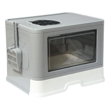 Imagem de Banheiro Gato Premium Fechado Anti Odor Com Pá Coçador Luxo Caixa De Areia Gatos Fechada Bandeja Sanitária