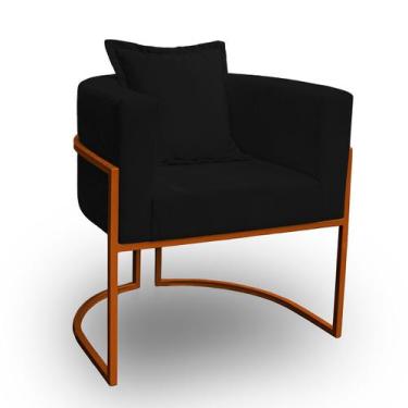 Imagem de Poltrona para Sala Base de Metal Bronze Reforçada Liz Veludo - LH Deco