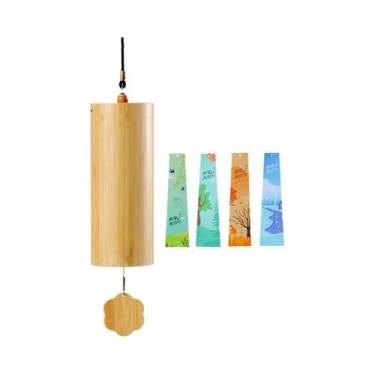 Imagem de Sinos De Vento De Bambu Com 8 Varas Para Jardim Externo, Pátio, Medita
