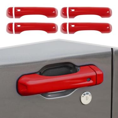 Imagem de Amayum Capa de maçaneta de porta externa adequada para Jeep Gladiator JT 2018+ acessórios externos, moldura de mão, acabamento externo, vermelha