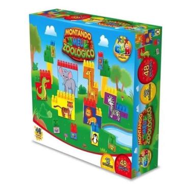 Imagem de Brinquedo Para Montar Montando Meu Zoológico 48 Peças - Ggb Plast