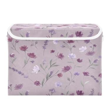 Imagem de Burbuja Caixa de armazenamento de flores com tampa e alças, caixa de armazenamento grande dobrável para prateleiras armário quarto escritório organizador