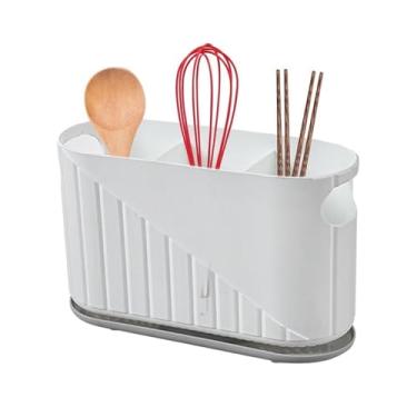 Imagem de CFGH6FDF Suporte de talheres, colheres e garfos, organizador de utensílios, suporte de colher de cozinha, suporte compacto, para pauzinhos, gaiola, talheres, utensílios de cozinha (branco)