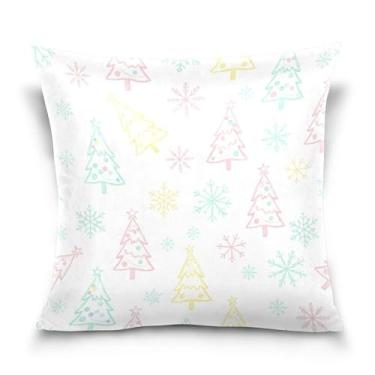 Imagem de Burbuja Capas de almofada 40,6 x 40,6 cm, árvores de Natal, capa de almofada de veludo macio decorativa para sofá, sofá, sala de estar, quarto