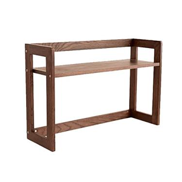 Imagem de Armário de arquivo de madeira marrom para mesa de mesa organizador de mesa rack de armazenamento de escritório expositor prateleira de livros mesa L80 x 20 x A 43,5 cm suporte de impressora escritório