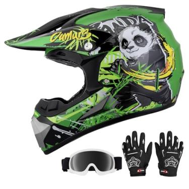 Imagem de Capacete DOT Youth Dirt Bike com óculos e luvas para crianças de 5 a 14 anos, capacetes quadriciclos infantis para meninos e meninas, capacete de quatro rodas para crianças, motocross BMX MX UTV