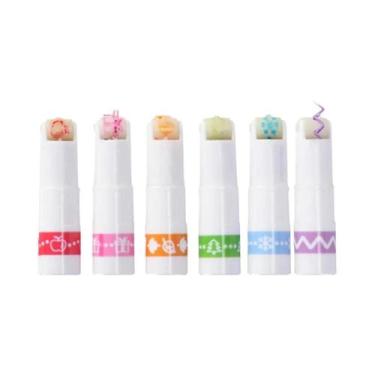 Imagem de Conjunto De Canetas Marcadoras Kawaii Em Forma De Flor 6 Peças Com Pon