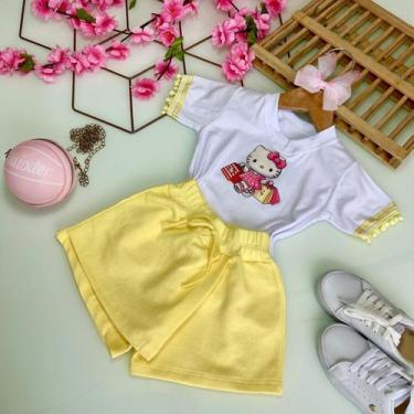 Imagem de Conjunto infantil menina short saia - Pirulitando, Amarelo, 4